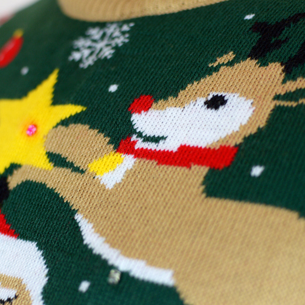 LED light-up Boys and Girls  Santa Claus in a mess Christmas Jumper
