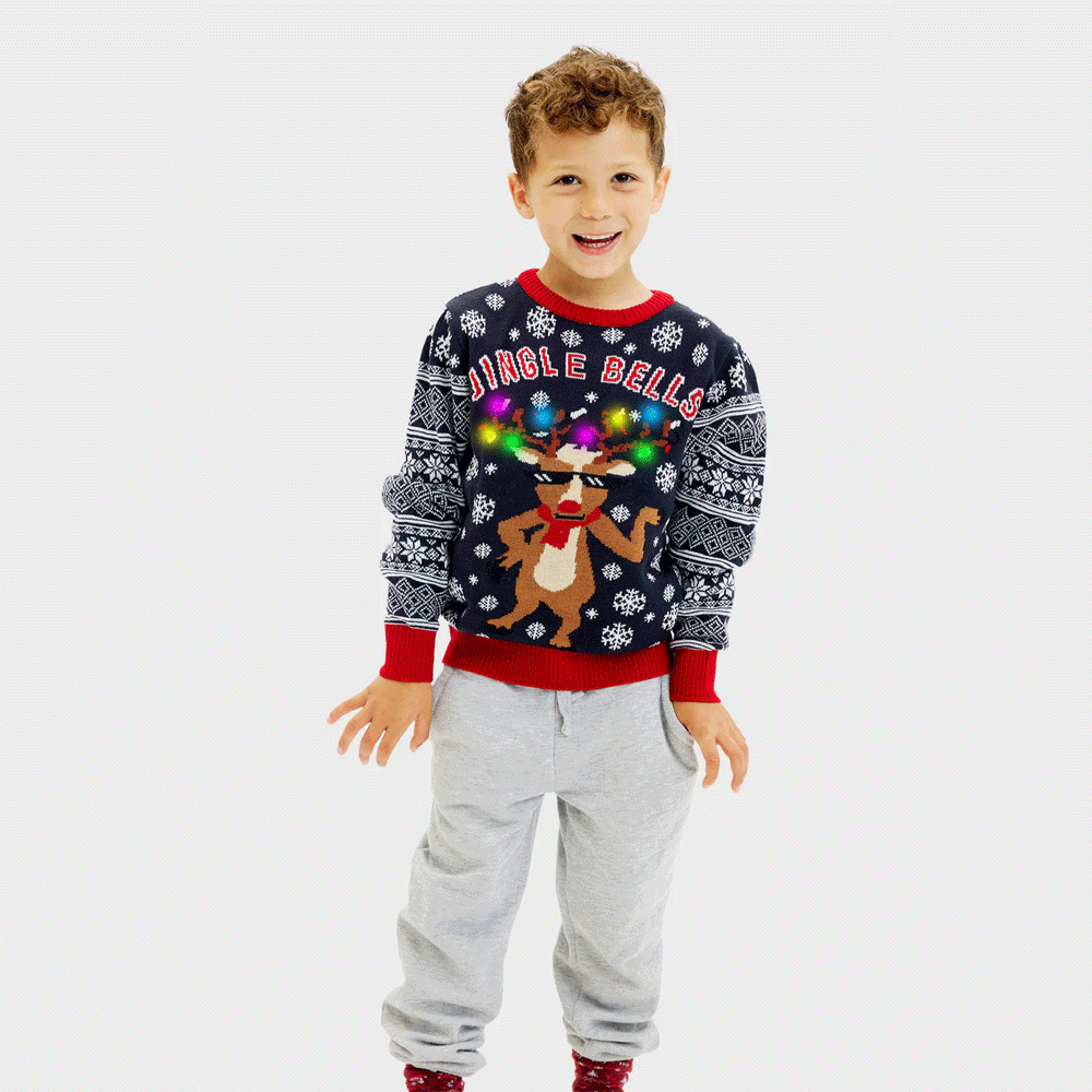 LED light-up Boys Jingle Christmas Jumper Bells