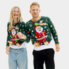 LED light-up Couples Christmas Jumper Santa Claus in a mess
