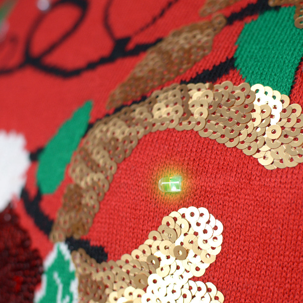 LED light-up Sparkling Family Christmas Jumper Sequin Reindeer
