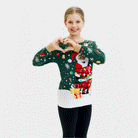 LED light-up Girls Christmas Jumper Santa Claus in a mess
