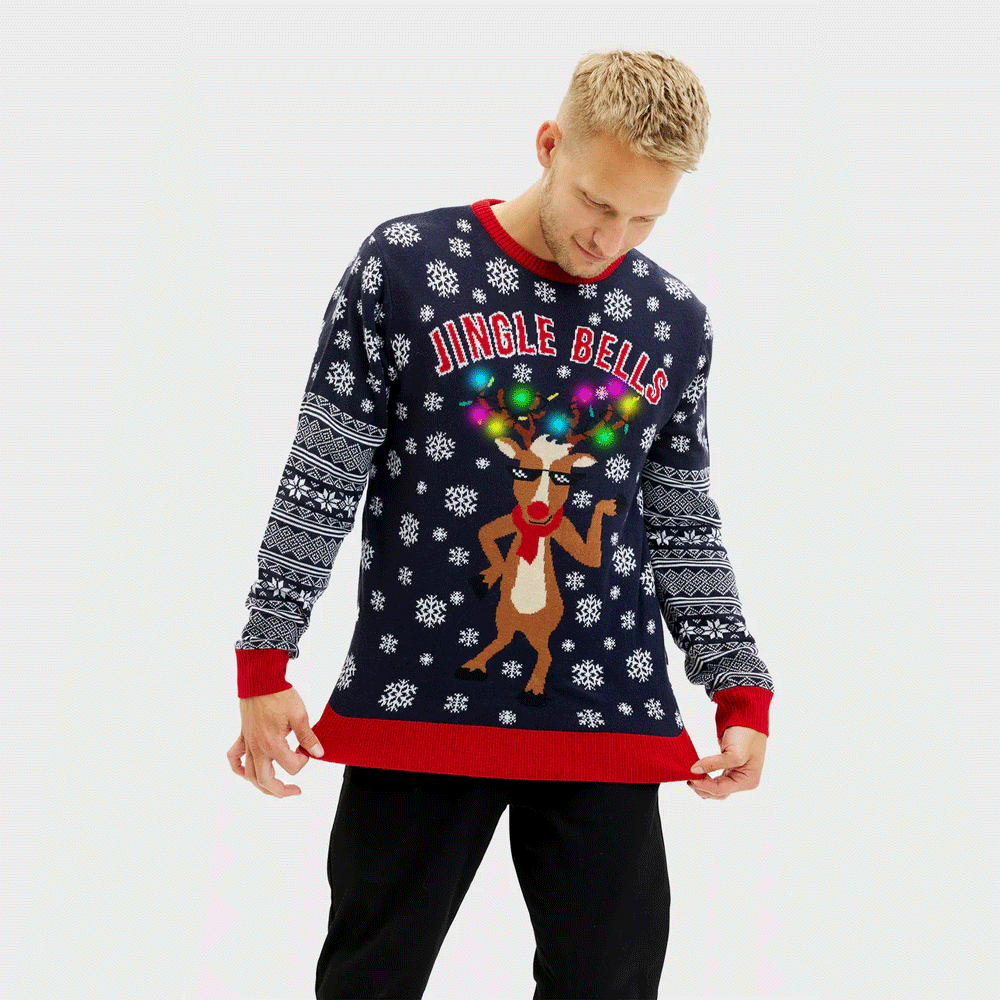 LED light-up Mens Christmas Jumper Jingle Bells