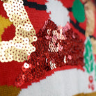 LED light-up Womens Christmas Jumper Sequin Reindeer Sparkling 
