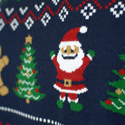 Mens Blue and Red Cardigan Christmas Jumper Santa