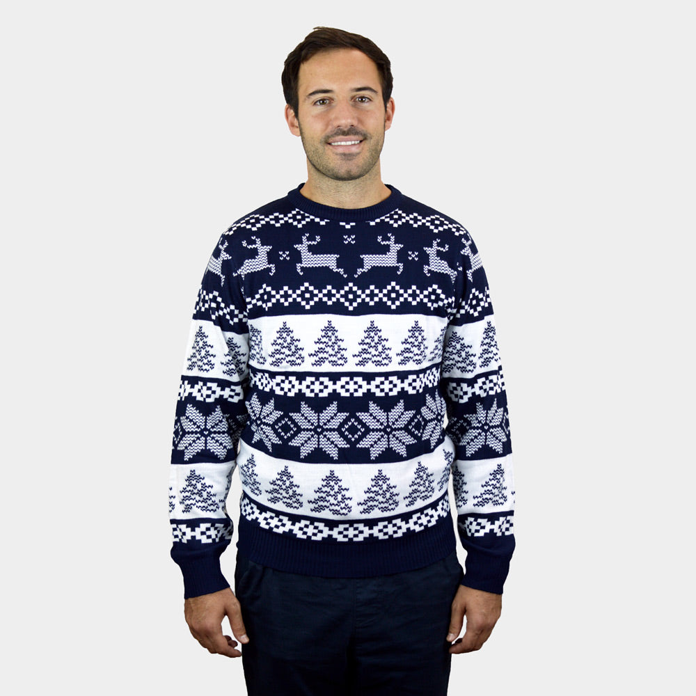 North Pole Mens Blue Womens Christmas Jumper
