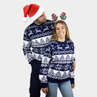 North Pole Blue Boys and Girls Christmas Jumper for Womens and Mens
