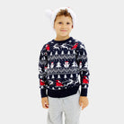 Organic Cotton Boys Blue Christmas Jumper Trees Snowmen Santa

