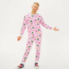 Pink Christmas Pyjama for Men with Christmas Motifs
