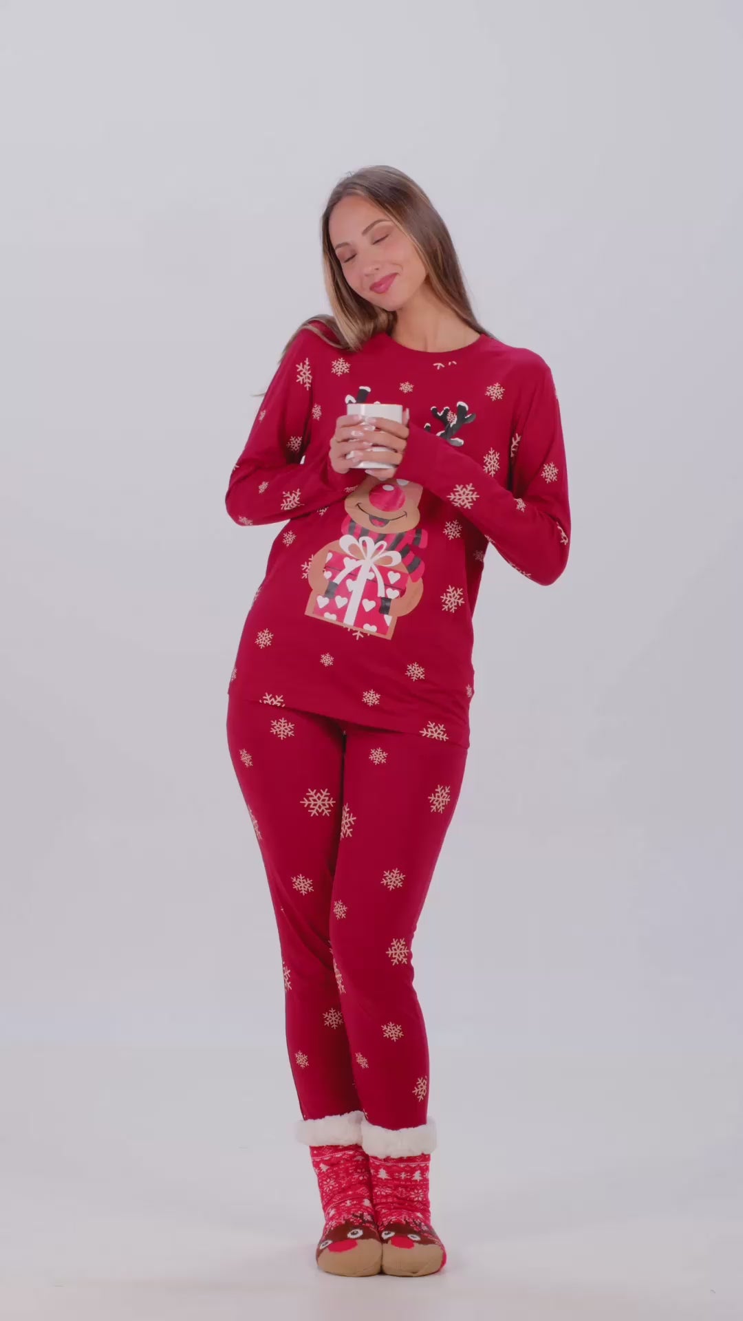 Red Christmas Pyjama for Women and Men Rudolph the Reindeer