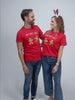 Red Mens and Womens Christmas T-Shirt with Gingerbreads