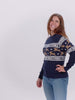 Womens Mens Classy Blue Organic Cotton Christmas Jumper with Reindeer