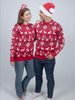Red Womens and Mens Christmas Jumper with Reindeers, Trees and Polar Star