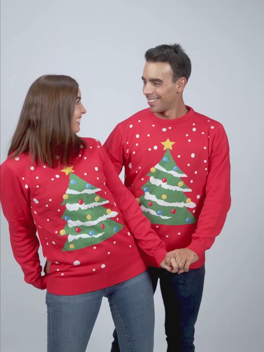Christmas Tree Womens and Mens Red Christmas Jumper
