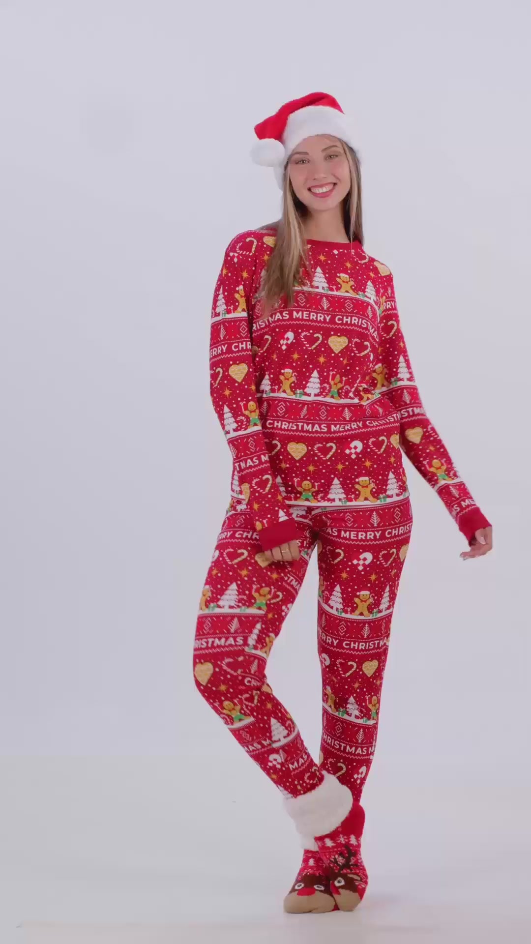 Red Christmas Pyjama for Women and Men Gingercookies