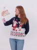 Mens Womens Blue Organic Cotton Christmas Jumper with Santa and Rudolph