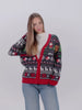 Womens and Mens Blue and Red Cardigan Christmas Jumper