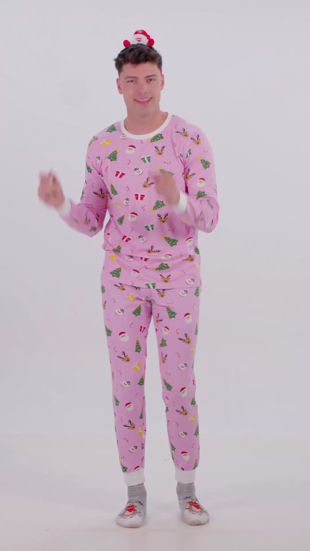 Pink Christmas Pyjama for Women and Men with Christmas Motifs