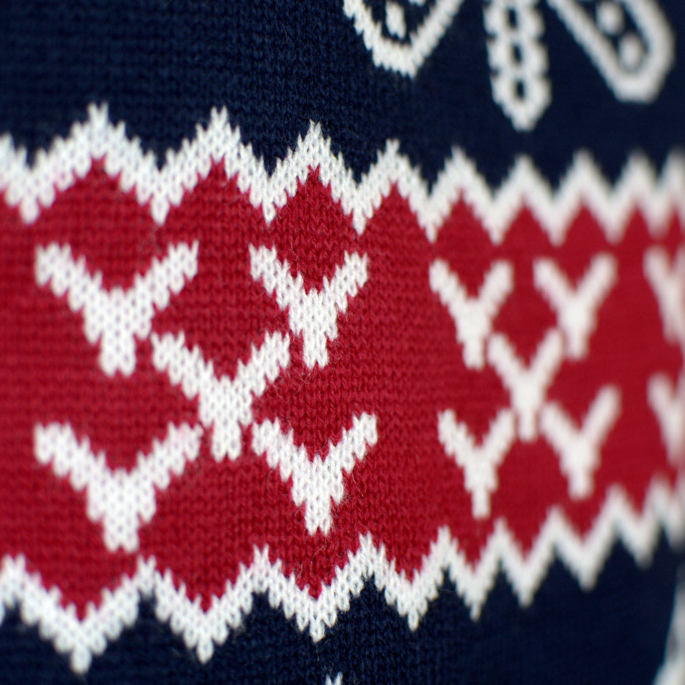 Red and Blue Strips Men's Christmas Jumper detail