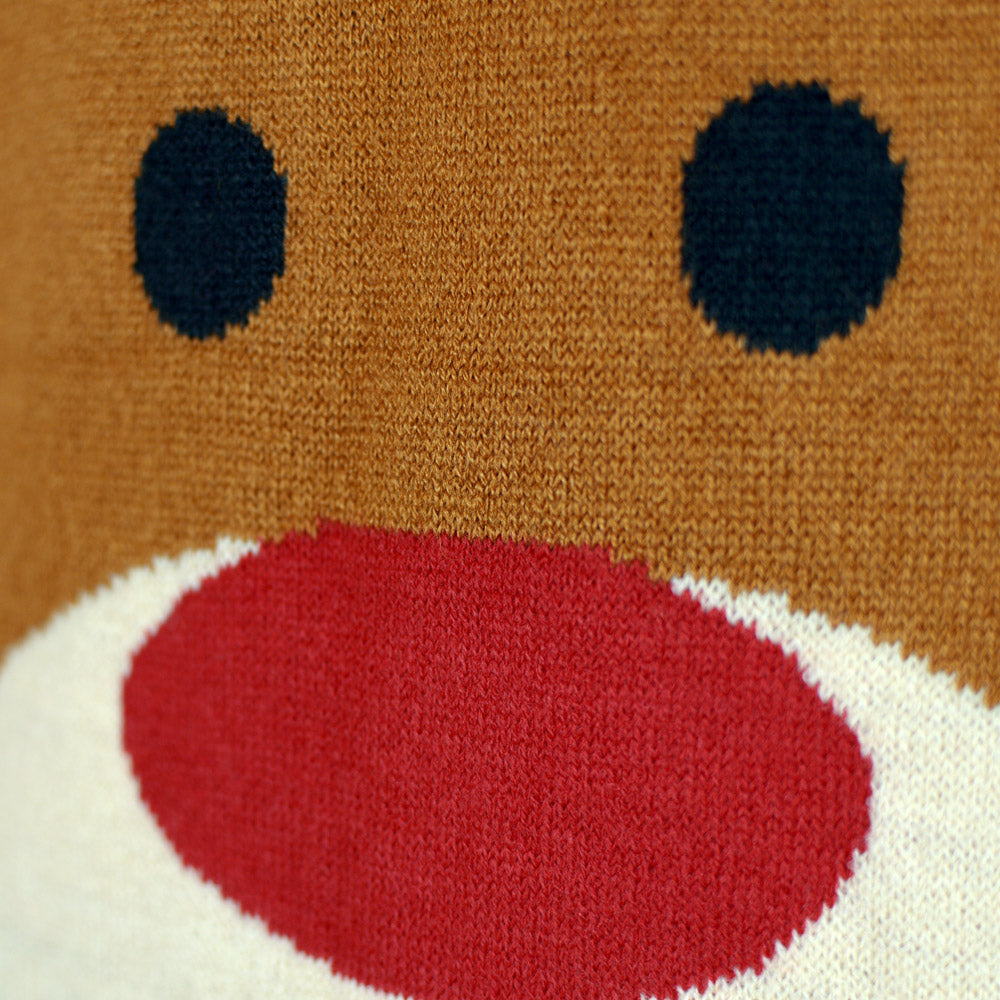 detail Red Couple's Christmas Jumper with Rudolph the Reindeer