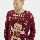 Red LED light-up Couples Mens Christmas Jumper with Ginger Cookie
