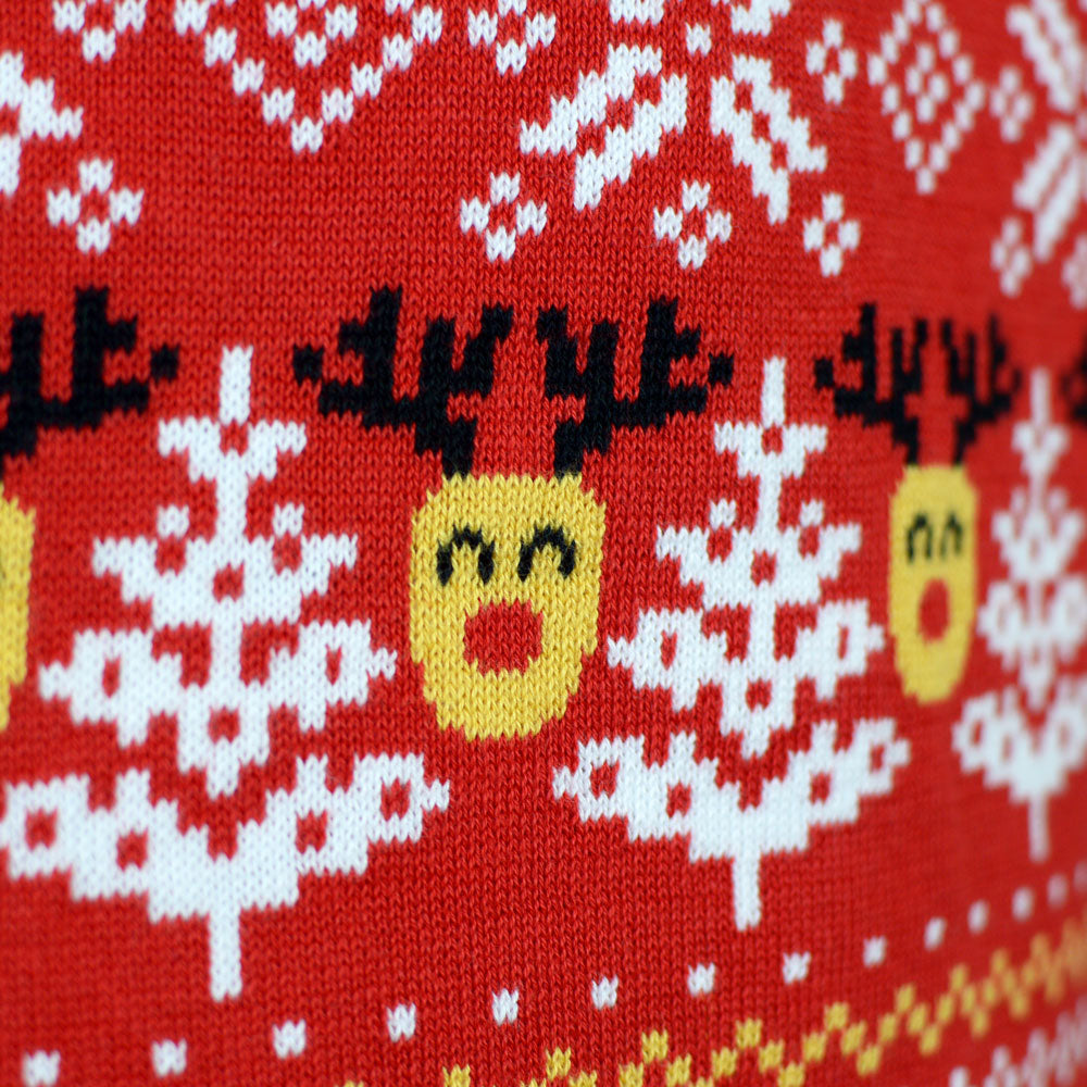 Red Organic Cotton Trees Family Christmas Jumper Snowmen 
