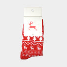 Red Unisex Christmas Socks with Reindeers
