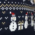 Blue Christmas Jumper with Snowmen and Trees Couples 
