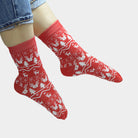 Unisex Christmas Socks with Reindeers Red 
