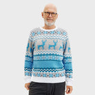 Classy White, Grey Blue Mens Christmas Jumper Reindeers

