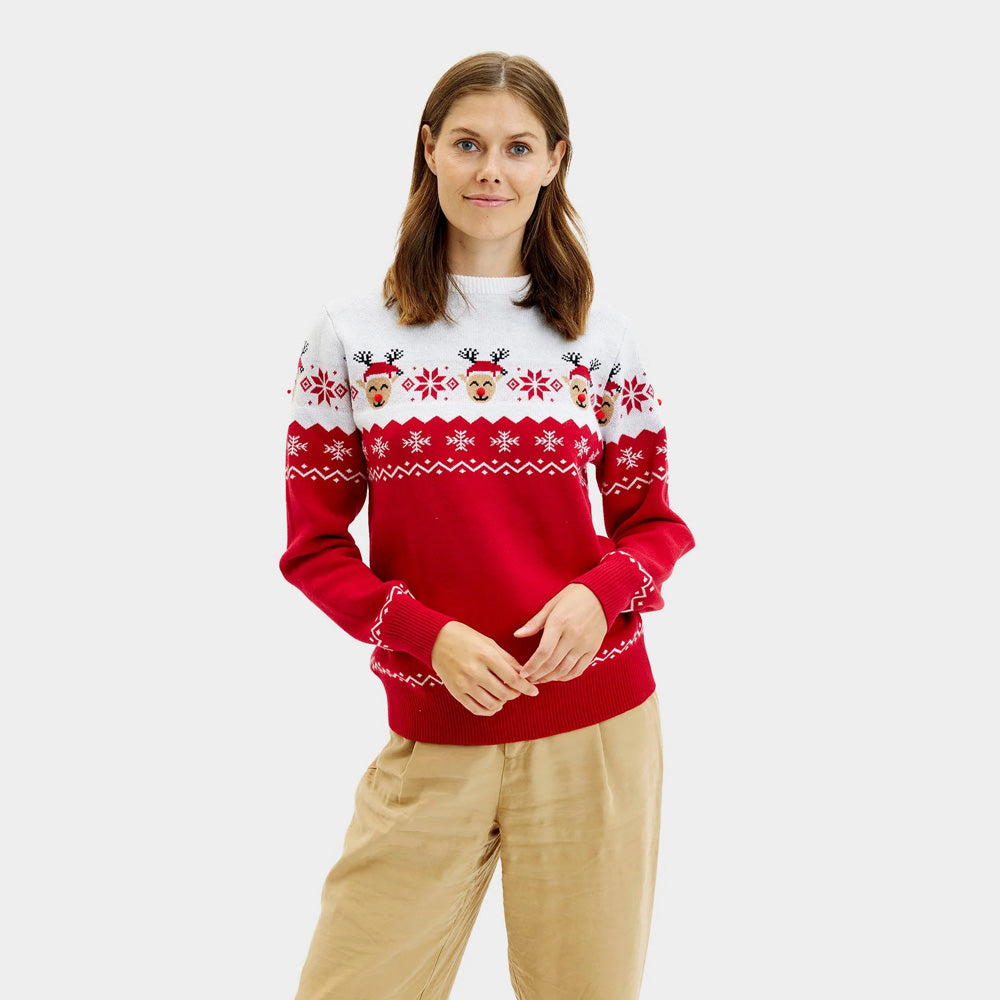 Womens Christmas Jumper Adorable Reindeer
