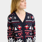 Blue Womens Cardigan Christmas Jumper Polar Stars
