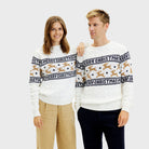 Classy White Womens Organic Cotton Mens Christmas Jumper Reindeers

