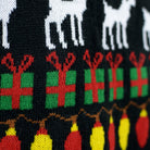 Black Family Christmas Jumper with Trees, Reindeers and Gifts Detail