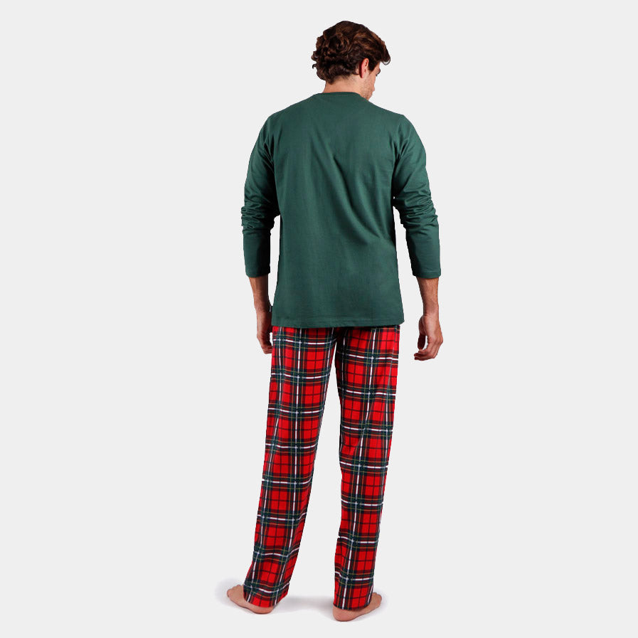 Green Mens Christmas Pyjama Smile Back