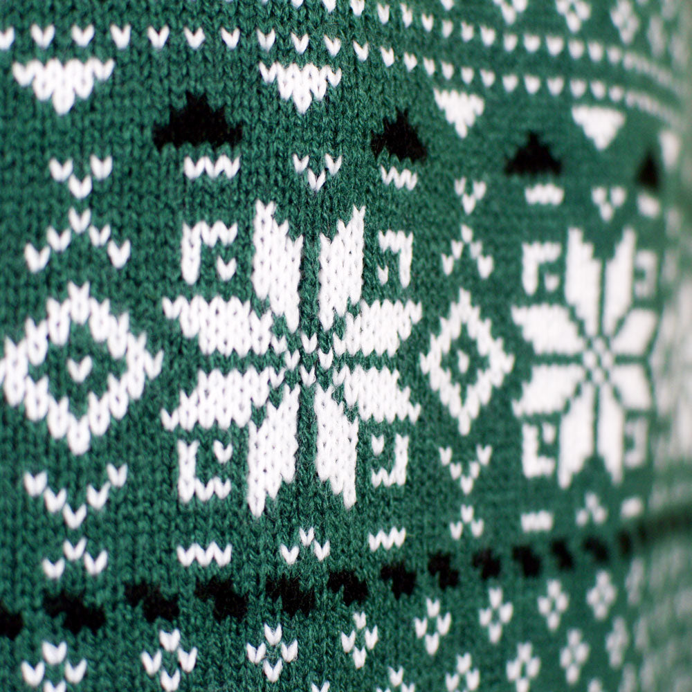 Classy Green and White Christmas Jumper Detail