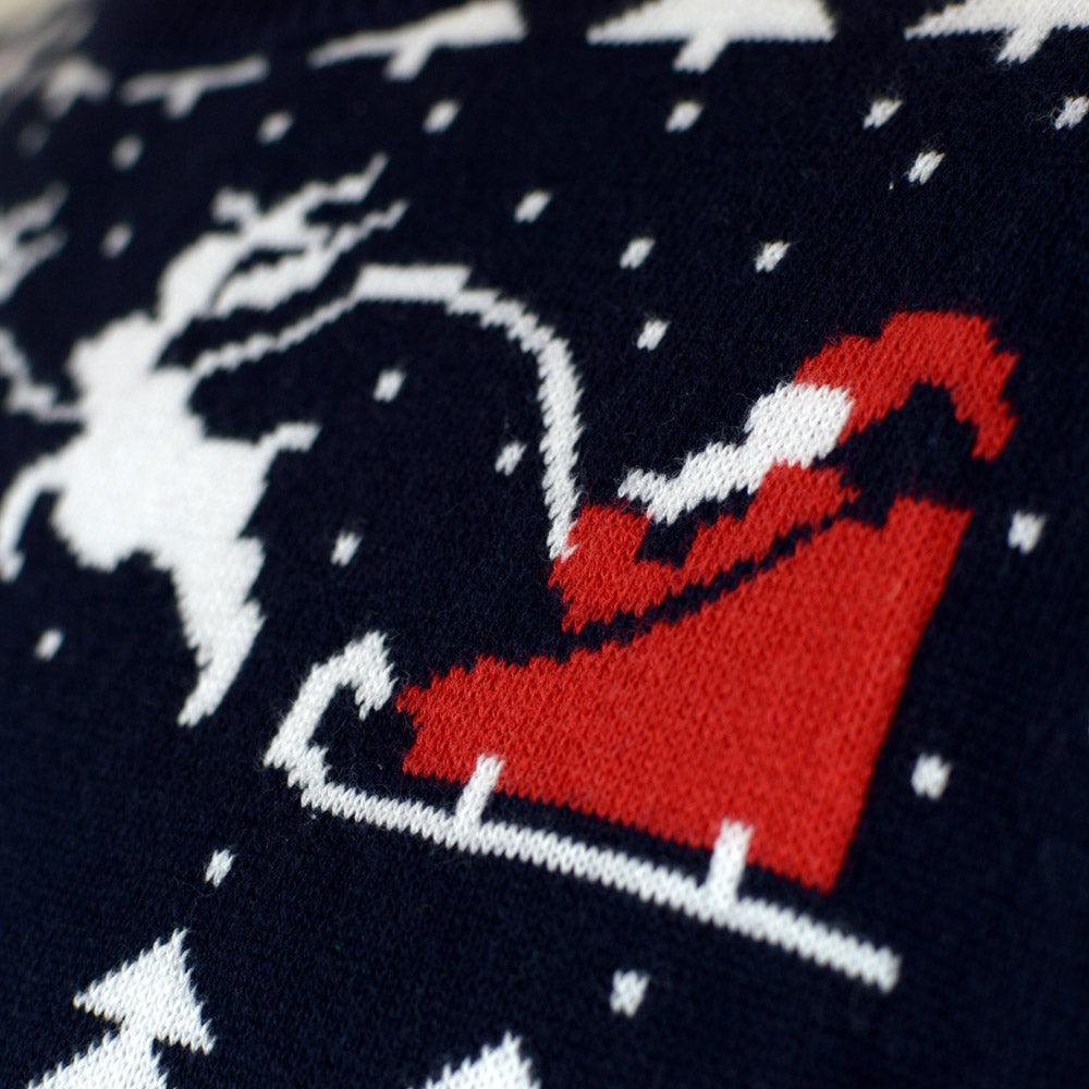 Organic Cotton Christmas Jumper with Trees, Snowmens and Santa Detail