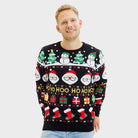 Organic Cotton Family Christmas Jumper with Santa, Gifts and Snowmens Mens