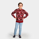 Red Family Christmas Jumper with Reindeers and Christmas Trees Kids